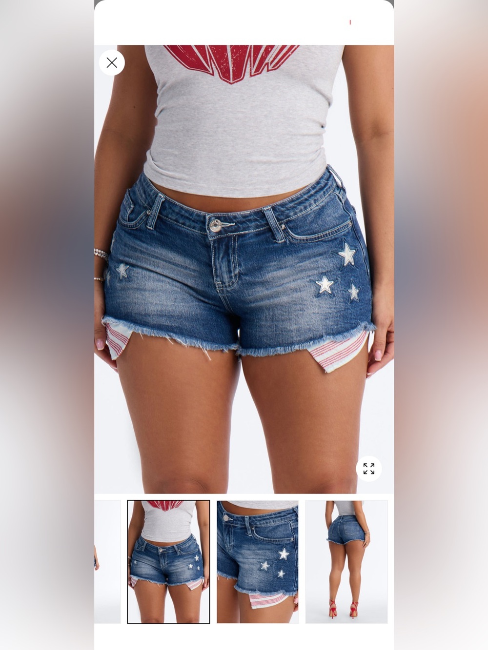 YMI Dark Blue Denim Shorts with White Star Appliqués